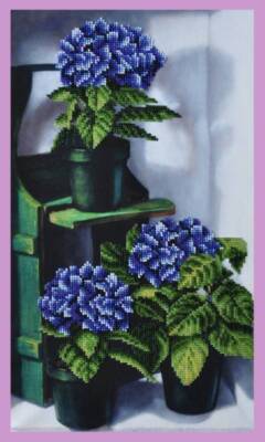 Bead embroidery kit Blooming hydrangea hand embroidery needlework kit
