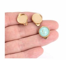 10 Ohrclips 8|10|12 mm gold Edelstahl Fassung Cabochons Schmuckbasteln klappen
