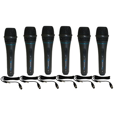 Qty 6 Professional Portable Microphone with Digital Processing 10Ft Cable Wire
