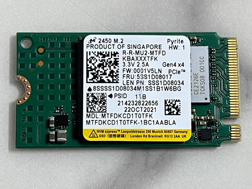 Micron 2450 M.2 2242 MTFDKCD1T0TFK 1 TB PCIe Gen4.0x4 NVMe SSD Pyrite HP Laptop - Picture 5 of 6