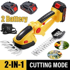 Hedge Trimmer Cordless 24V 2Battery Powered 2-in-1 Cordless Grass Shears Shrub