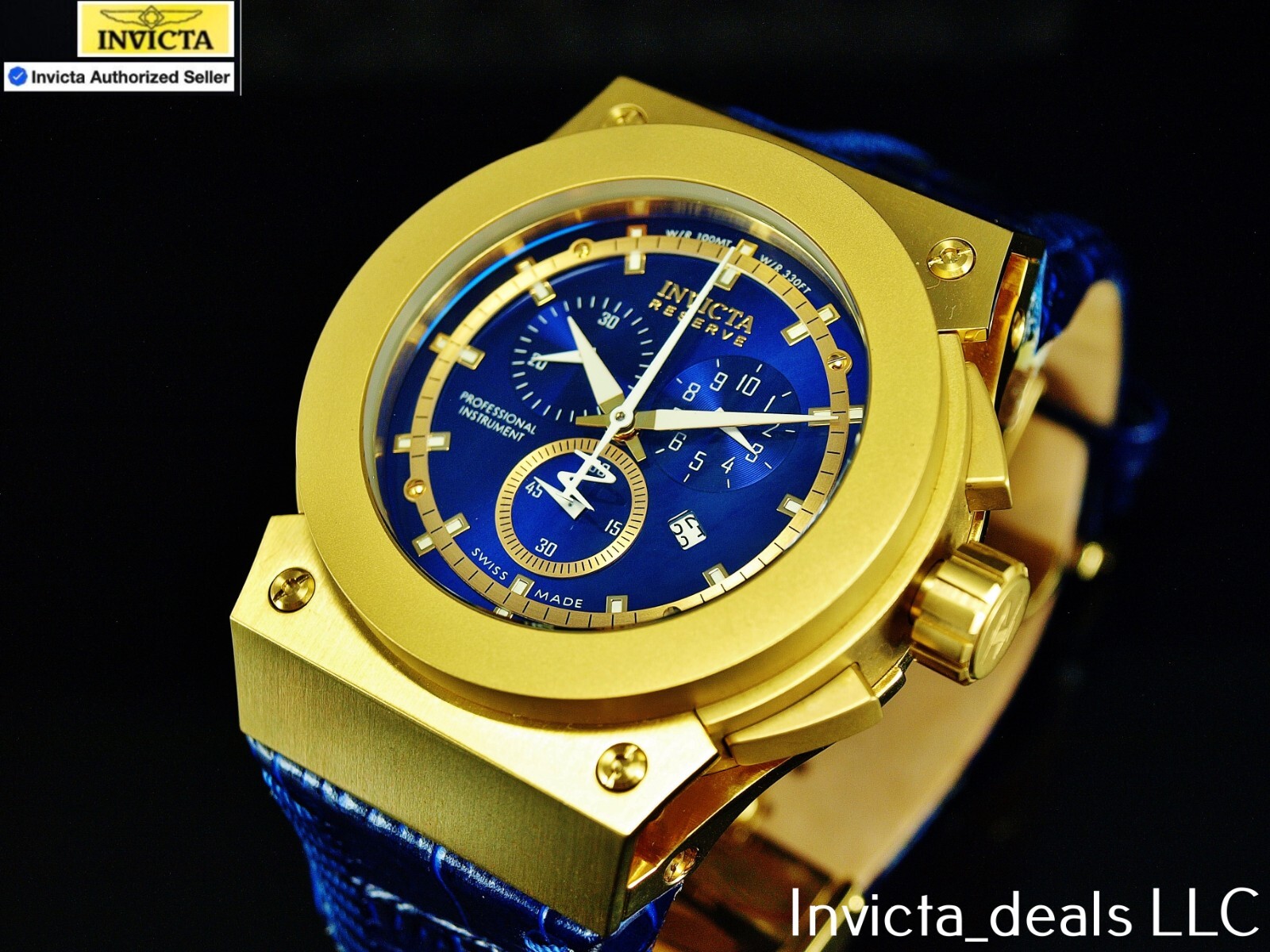 Rare Invicta 52mm Men's Reserve AKULA SWISS MADE Chrono Blue Dial