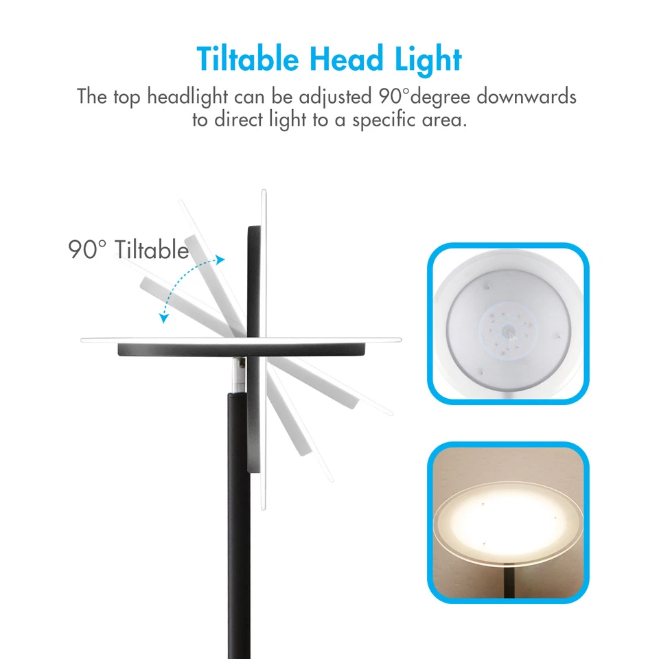 Lâmpada de assoalho Tenergy 70” Torchiere LED regulável lâmpada de pé com controle remoto - Imagem 4 de 4