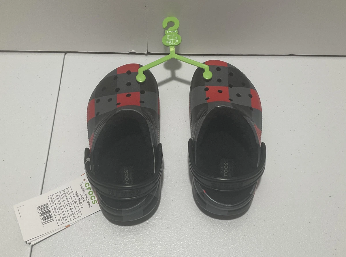 Crocs Classic Lined Plaid Clog K 206645 6RQ Color Black And Red