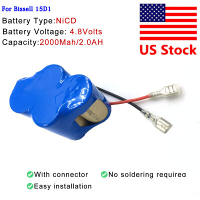 Battery for Bissell 15D1 Easy Cordless Sweeper Vacuum 2000mah 4.8V NICD Battery