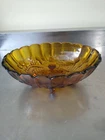 Vintage Indiana Glass Large Amber Footed Oval Harvest Fruit Bowl