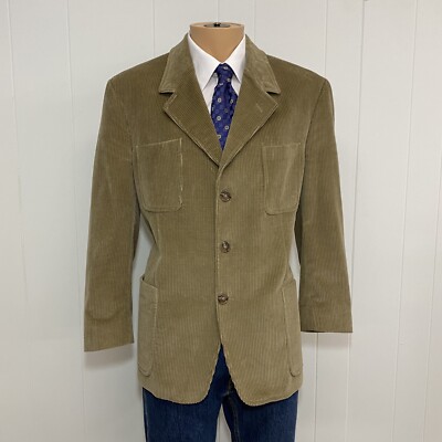 Joseph Lyman Blazer 46R Brown Wide Wale Corduroy 3 Btn Patch Pockets Sport Coat
