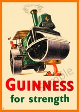 Steam Roller Vintage GUINNESS Poster Old Beer Advert ART PRINT A3 A4 / Framed