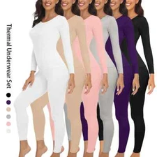 Women Thermal Underwear Long Johns Base Layer Cold Weather Tops Bottom Soft
