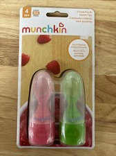 MUNCHKIN FOOD POUCH SPOON TIPS PACKAGE OF 2 1 PINK 1 GREEN NEW IN PACKAGE NOS