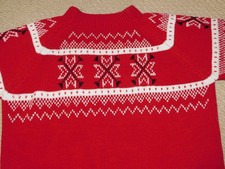 Vintage JC Penney Nordic Ski Sweater Mens M Red Pullover Snowflake FAIR ISLE