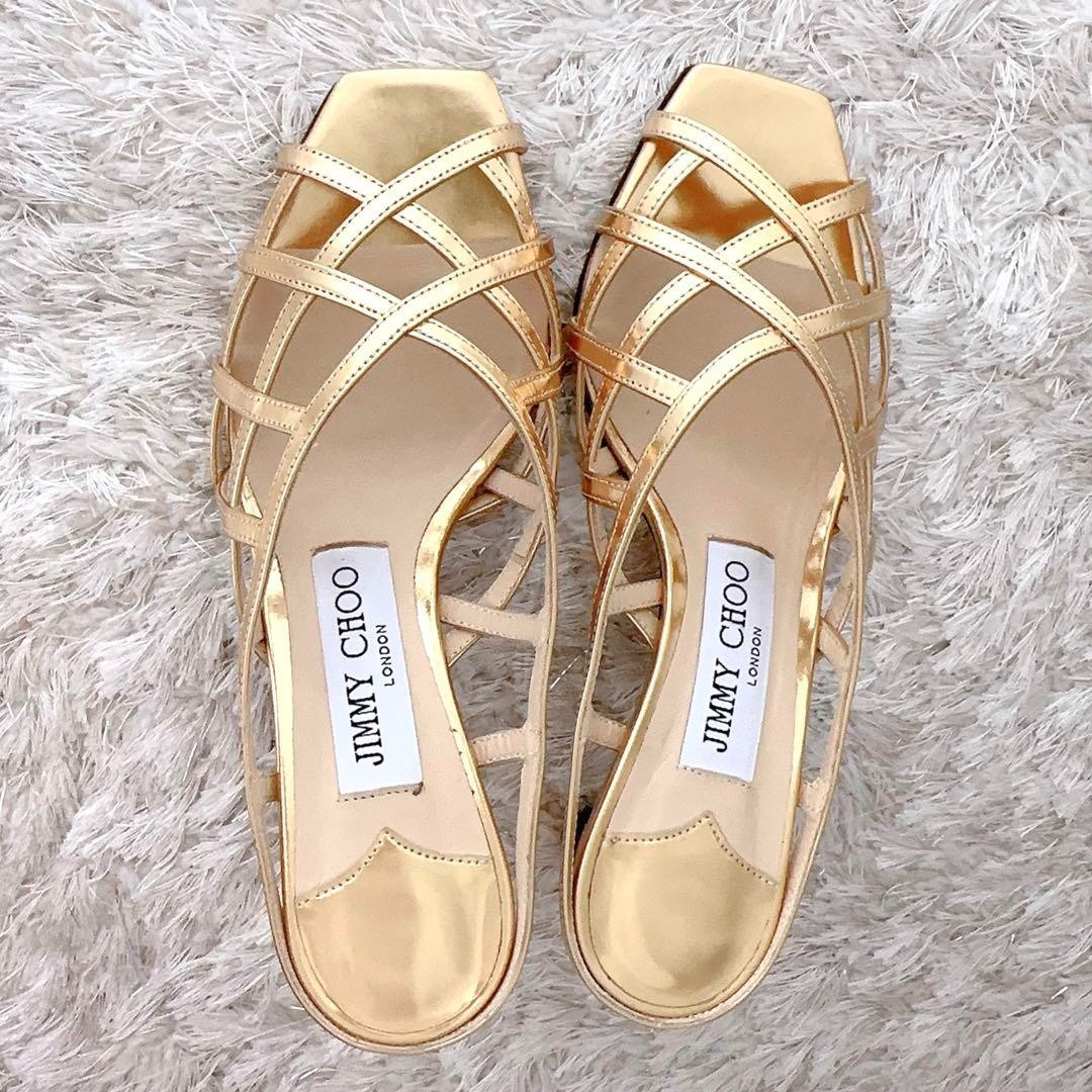 [NEW] JIMMY CHOO (34.5) ミュール White Mesh Pointed-Toe Pumps with Dégradé Crystals | LOVE 65