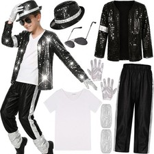 Kids 80s 90s Pop Star Costume Dance Party Outfit Halloween 8-10 Years