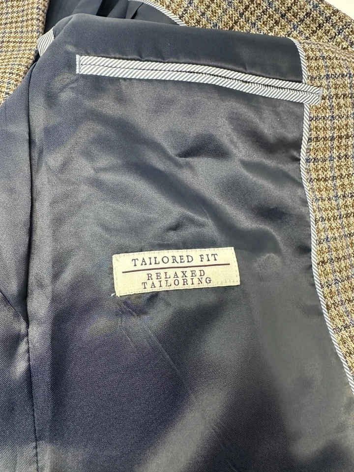 Blazer Abrigo Deportivo Jos A Bank 1905 Mezcla Lana Lino Para Hombre 42S Marrón Pata de Gallo J6 Foto 4 de 4