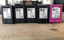 Lot of 5 Genuine HP 67 Empty Ink Cartridges OEM 4 Black 1 Tri-Color Refill OEM