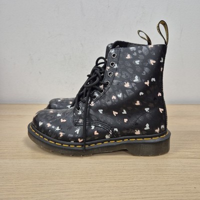 Dr Martens 1460 Pascal Custom Chaos Little Hearts schwarze weiche Lederschuhe UK 5
