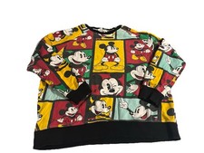 Disney Mickey Mouse Sweatshirt Size XL AOP Crewneck Long Sleeve Sweater Retro