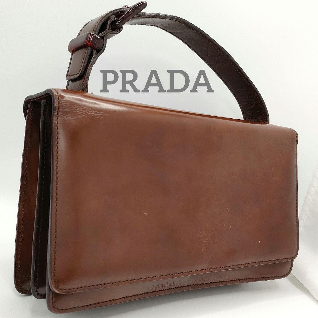 Prada Mini Leather Handbag in Brown Authentic from Japan
