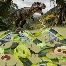 Dinosaur Race Track Toy W/ Cars  Figures, Adventure Slide Park, Gift for 3-8