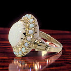 VINTAGE ESTATE SOLID 14K YELLOW GOLD NATURAL OPAL HALO RING SIZE 5.25 #8150 — photo 3