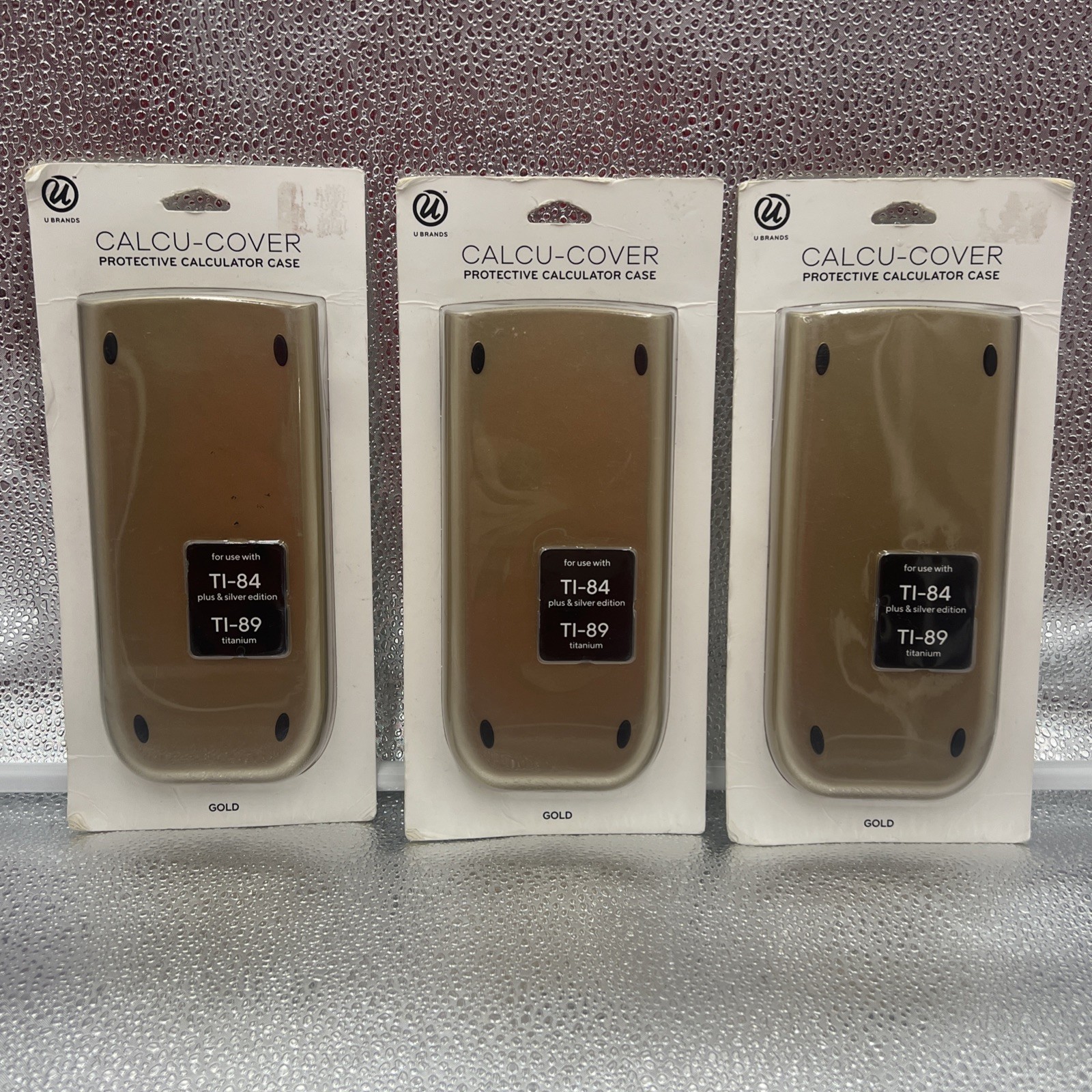 Lot of 3 U BRANDS CALCU-COVER TI-84 & TI-89 Calculator Gold Protective Case