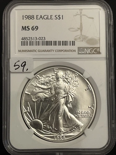 1988 $1 American Silver Eagle NGC MS69 Brown Label