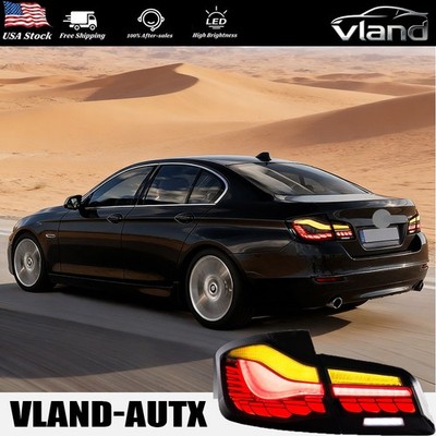 VLAND FULL LED Smoked Tail Lights For BMW 5-Series 2011-16 W/Start-UP Sequential