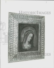 Foto de prensa 1991 pintura al óleo peruana titulada "Cabeza de la Virgen María"