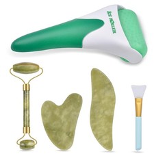 Charmonic 6 in 1 Ice Roller  Jade and Gua Sha 19Lx8Wx6H, 6 Pcs-green