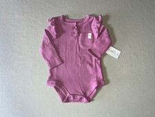 3-6 Months Baby Girls Pink Long-Sleeve Ruffled One-Piece Bodysuit, New with Tags