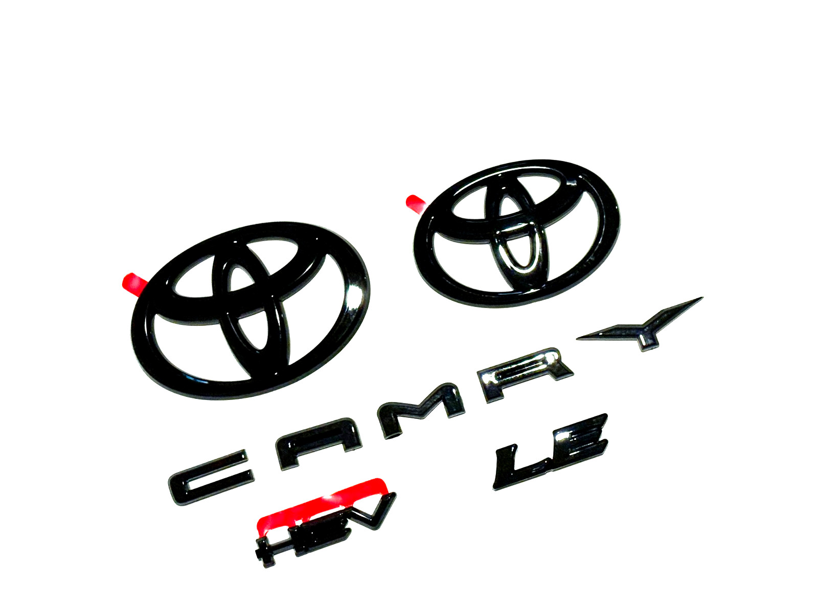 NEW TOYOTA 2025+ CAMRY HYBRID LE HEV GLOSS BLACKOUT EMBLEM OVERLAYS KIT FIT OEM