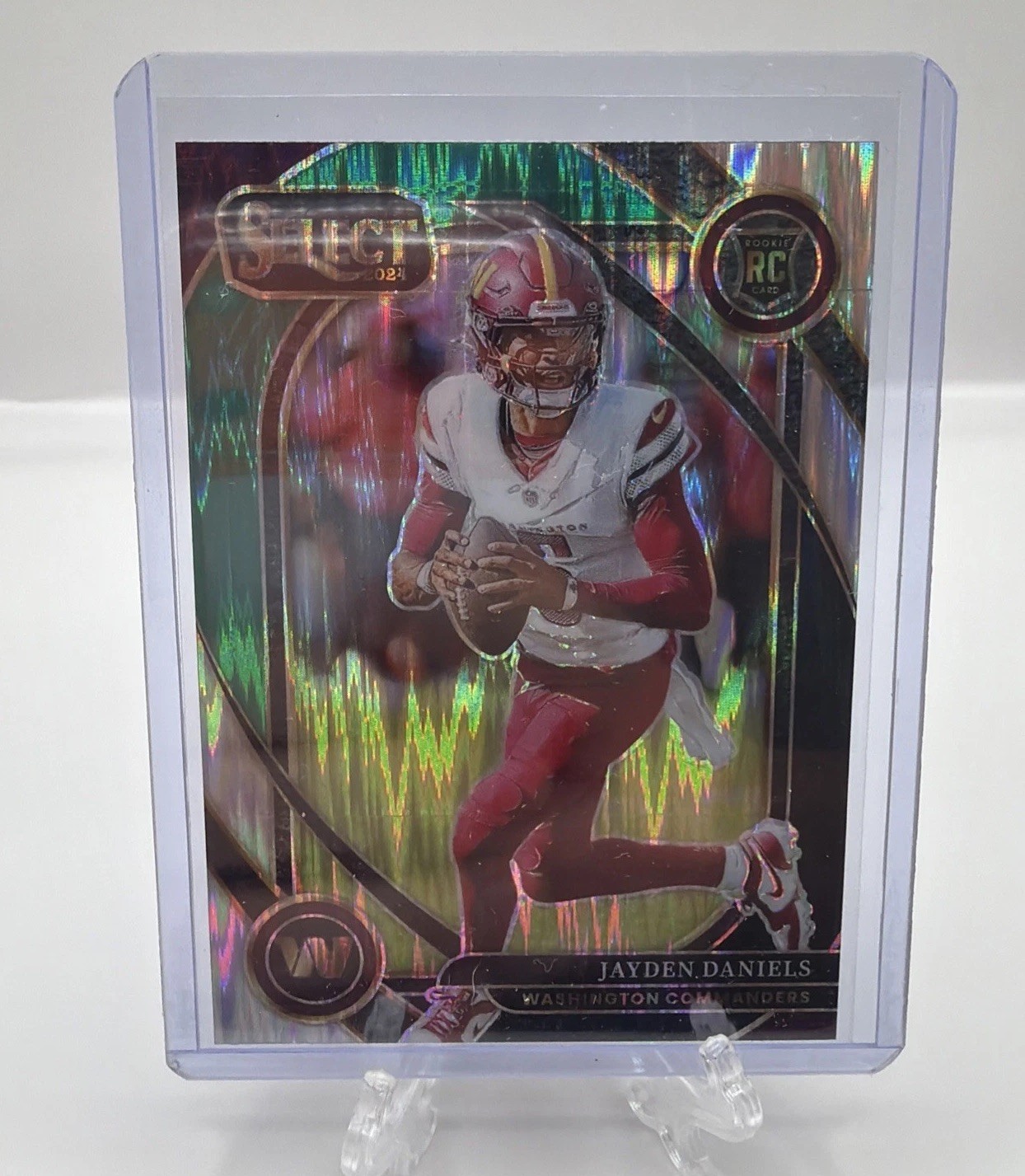 2024 Panini Select - Club Level Jayden Daniels #217 Black & Green Shock Prizm...