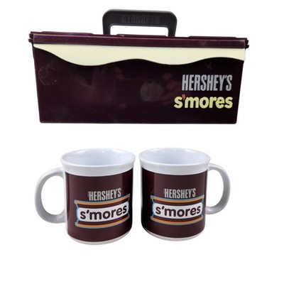 Hershey's S'mores Case w/2 Mugs Campfire Summer Vacation Backyard Chocolate Set
