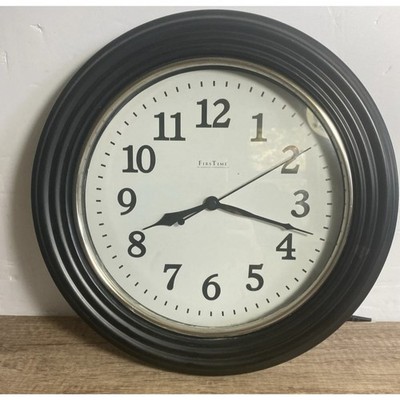 Wall Clock 12'' Quartz Analog Black Matted Plastic Case Glass Lens Arabic Numbers
