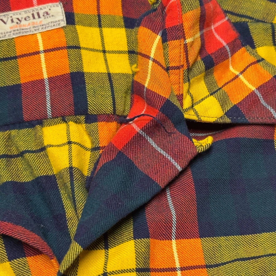 复古 50 年代 60 年代 Gerhard Kennedy Viyella 环形翻盖格子衬衫男式中号 — 第 3/4 张图片