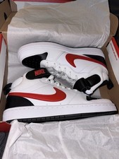 Nike Court Borough MiD 2 Boys Size 5 White University Red Black NEW