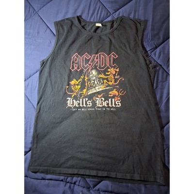 ACDC Hells Bells Sleeveless Graphic Muscle Tee Mens Medium Black Rock Band Shirt