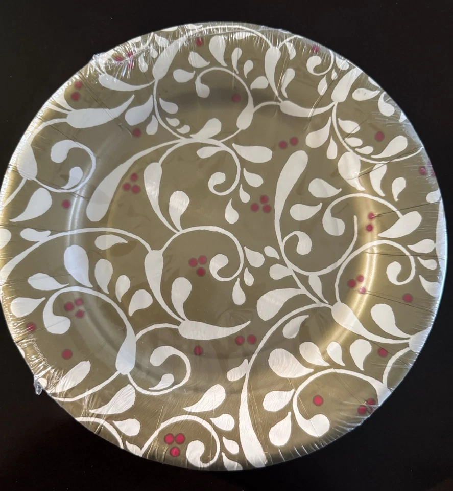 Clásico Navidad Rollo Dorado Vacaciones 8 en Papel Platos de Postre Lote de 30 unidades/3 Foto 2 de 4