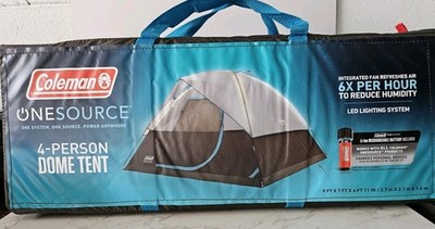 Coleman Onesource Rechargeable 4- Person Dome Tent w/Airflow & LED lighting Camp