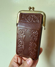 Women's Brown Genuine Leather Cigarette Case With Lighter Pouch, Made in Mexico