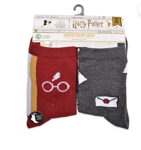 Harry Potter 10 Pair Women's Shoe Size 4-10 Shortie Crew Length Socks - Picture 2 of 2