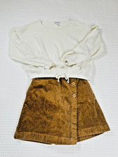 Girls Corduroy Brown Corduroy Skort/Sweater Outfit Nordstrom UNI QLO SIZE 10 2pc