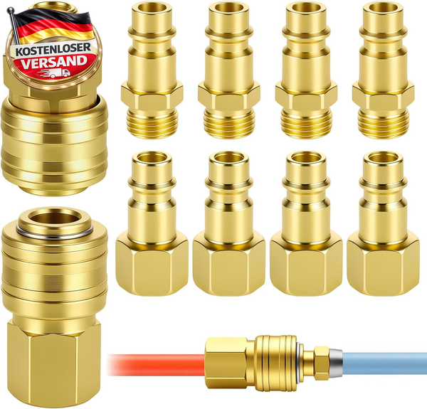 10 StüCk Euro Druckluftkupplung 1/4 Zoll BSP Schnellkupplung, Schnellkupplung Dr-image