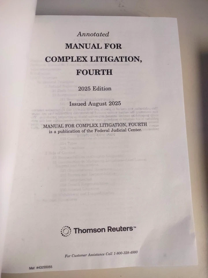 Annotated Manual for Complex Litigation 4th 2025 ed. Thomson Reuters NEW - Image 2 of 4