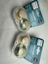 New Philips AVENT Ultra Soft Pacifiers 0-6 Months Sterilizing Case blue clear