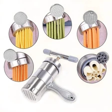 Manual Pasta Maker Stainless Steel Juice Squeezer with 5 Noodle Moulds