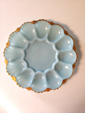 Vintage Anchor Hocking Fire King Delphite Blue Deviled Egg Serving Dish Plate