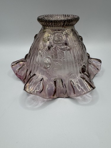 Fenton Glass Amethyst Pink Cabbage Rose Fairy Light Lamp Shade Only Vintage - Picture 4 of 7