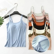 Women's Camisole with Built in Shelf Bra Spaghetti Strap-Vest Padded Tank Tops