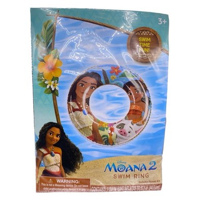 Disney Moana 2 Swim Ring Inflatable Swimming Pool Float 17.5'' + Repair Kit